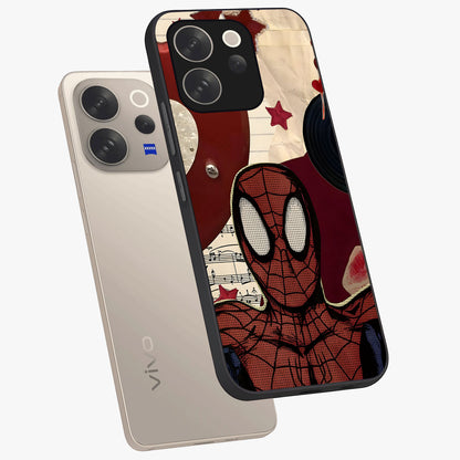 Web Warrior Vibes Glass Case displayed in angled mockup highlighting dynamic web design with comic style aesthetic.