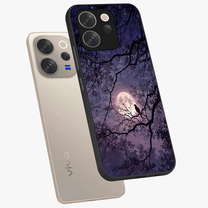 Whispering Moon Silence Glass Case displayed in angled mockup highlighting calm lunar design with dreamy night aesthetic.