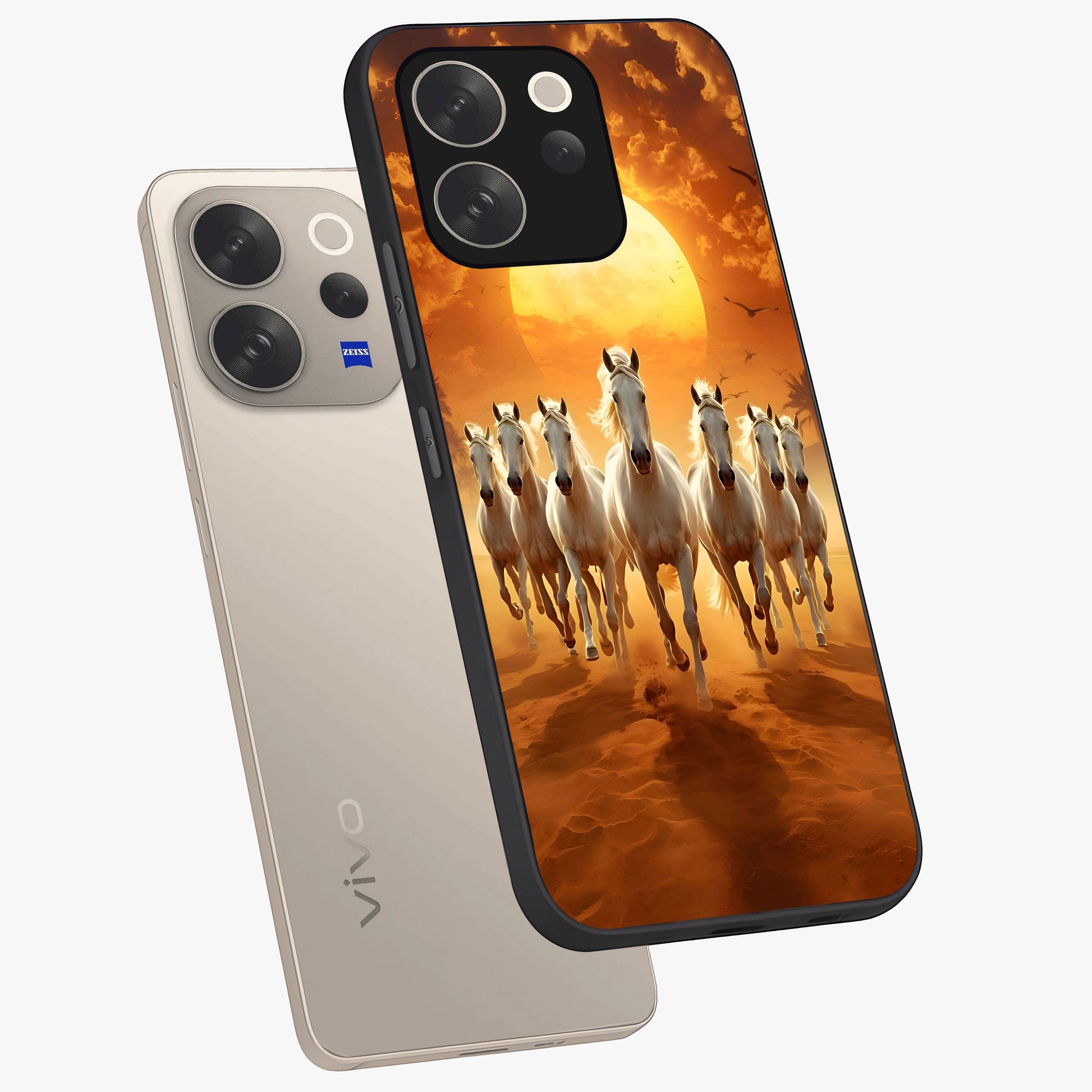 Wild Sunset Majesty Glass Case displayed in angled mockup highlighting vibrant sunset sky design with scenic aesthetic.