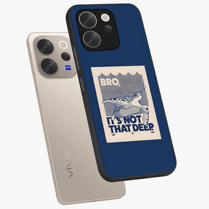 Worry Less Swim Glass Case displayed in angled mockup highlighting fun typography design with relaxed aesthetic style.