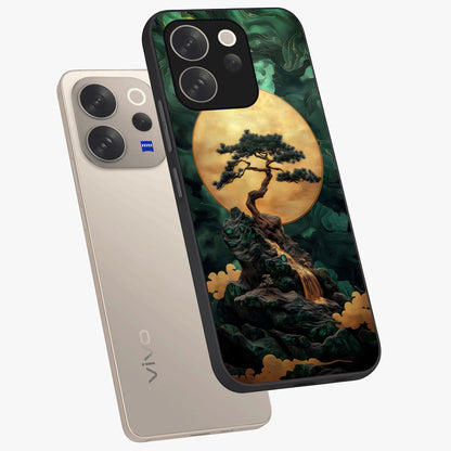 Zen Moon Rise Glass Case displayed in angled mockup highlighting peaceful lunar design with zen aesthetic style.