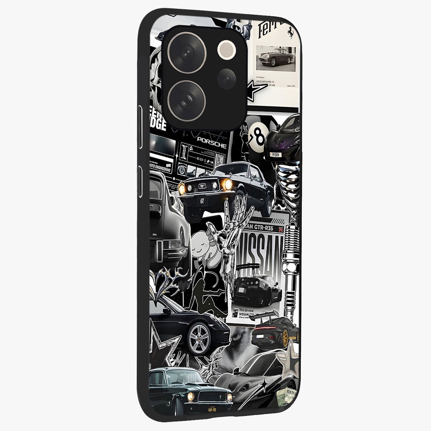 Aesthetic Dark Love Glass Case upright view showcasing dramatic romantic artwork with modern aesthetic style.
