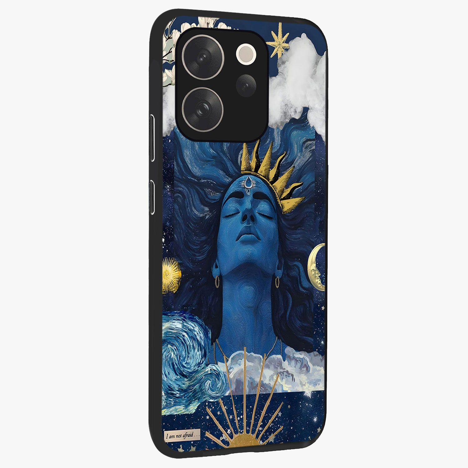 Aesthetic Lord Shiva Glass Case upright view showcasing powerful Lord Shiva artwork with devotional theme.