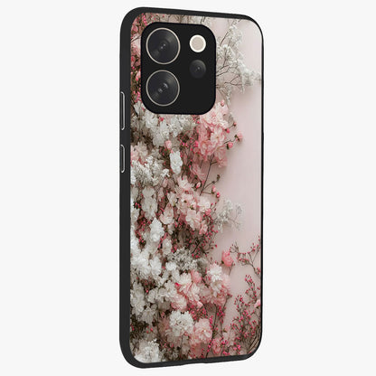 Blush Blossom Cloud Glass Case upright view showcasing calm floral cloud artwork with gentle dreamy theme.