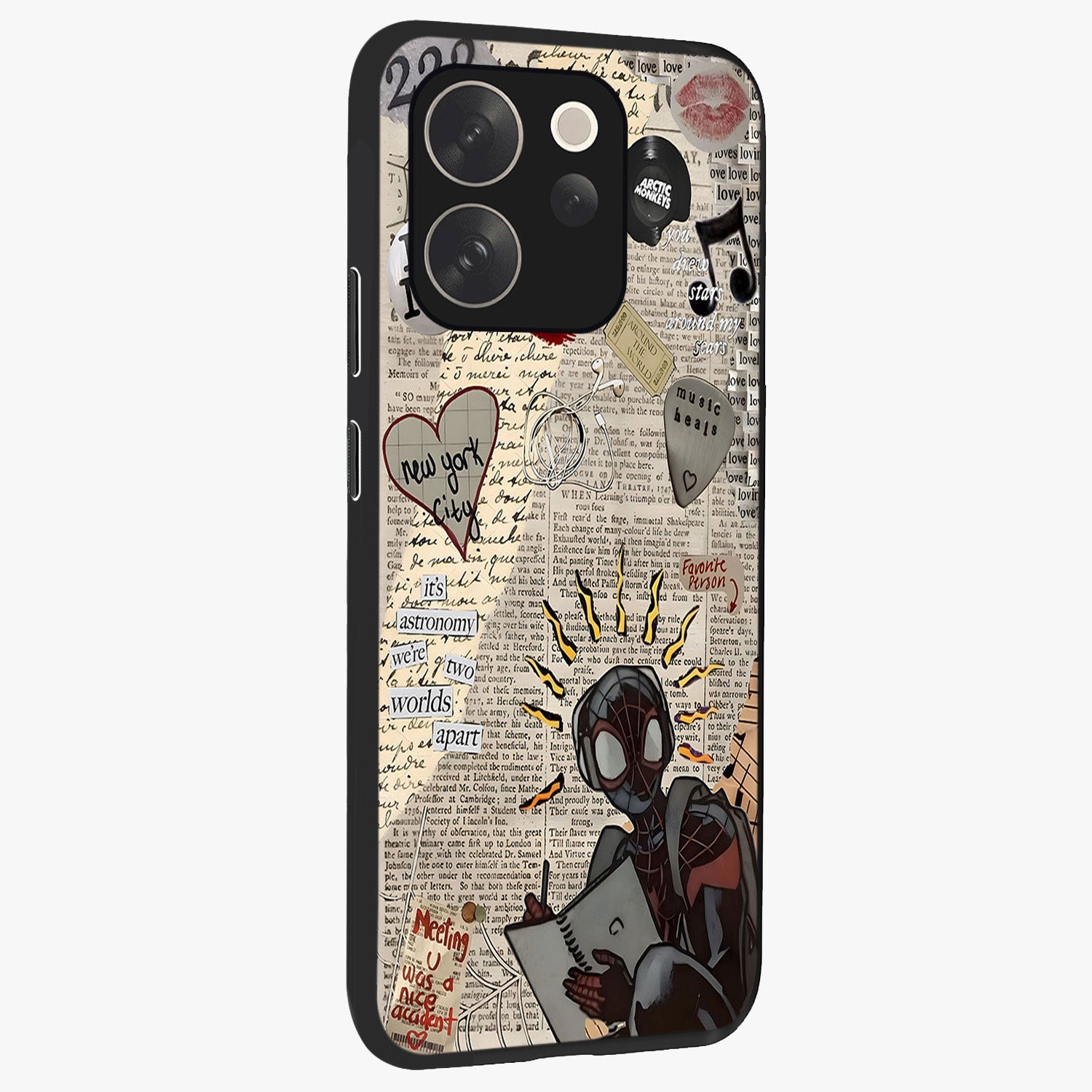 City Dream Sketch Glass Case upright view showcasing urban skyline artwork with stylish hand drawn design.