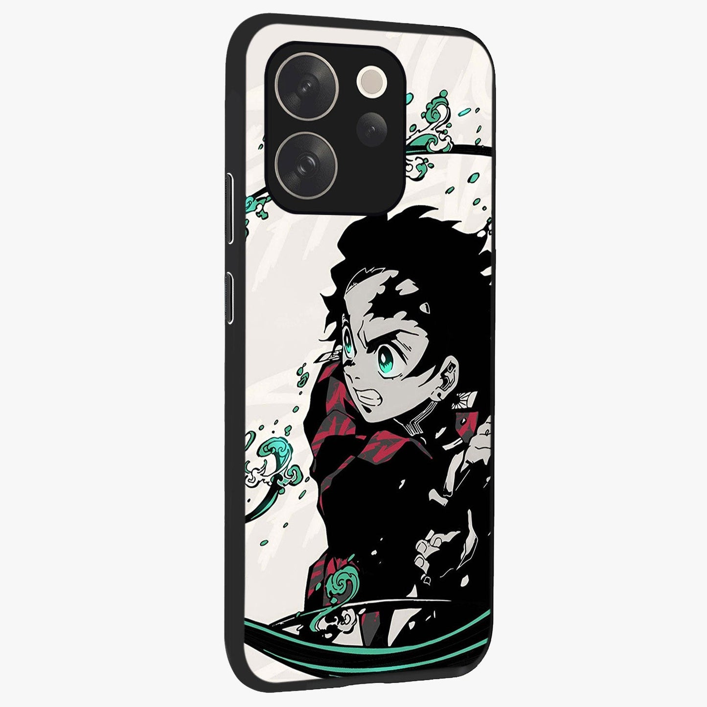 Demon Slayer Glass Case upright view showcasing powerful anime artwork with intense warrior theme.
