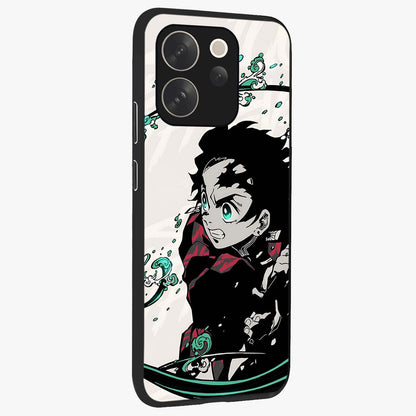 Demon Slayer Glass Case upright view showcasing powerful anime artwork with intense warrior theme.