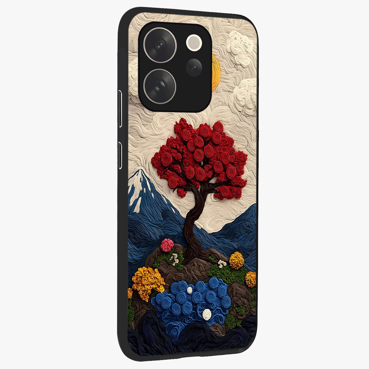 Eternal Nature Tapestry Glass Case upright view showcasing elegant nature tapestry design with decorative style.