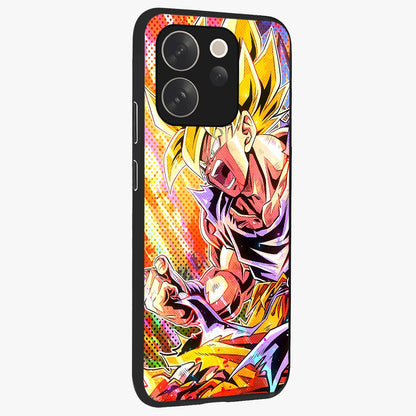 Firing Goku Glass Case upright view showcasing energetic anime artwork with bold warrior theme.