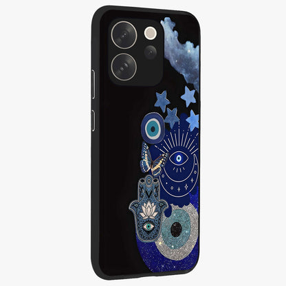 Galactic Charm Cluster Glass Case upright view showcasing glowing cosmic charm artwork with magical celestial style.