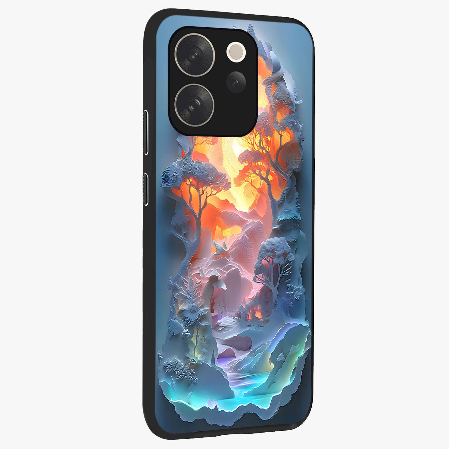 Glow Forest Portal Glass Case upright view showcasing enchanted forest portal artwork with fantasy nature theme.