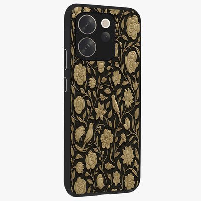Golden Evil Eye Mandala Glass Case upright view showcasing decorative evil eye mandala artwork with spiritual aesthetic style.
