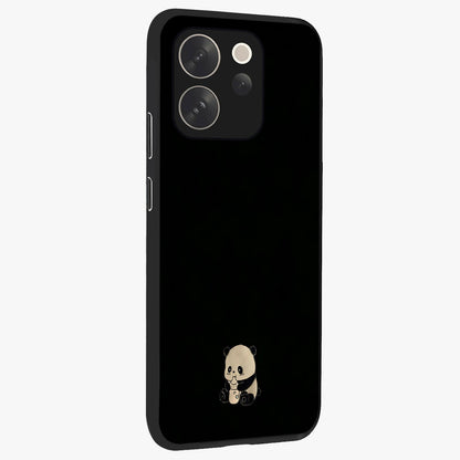 Midnight Panda Love Glass Case upright view showcasing charming panda artwork with playful romantic theme.