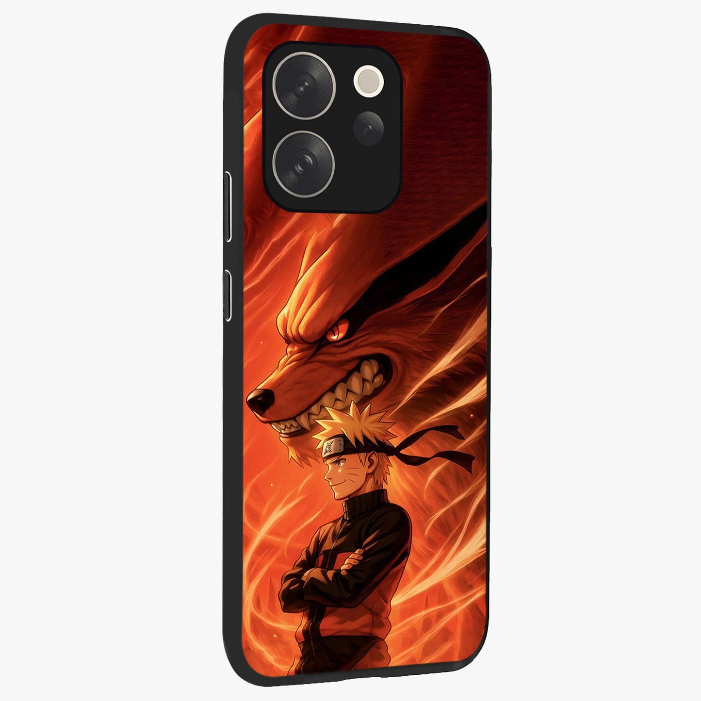Nine Tails Legacy Glass Case upright view showcasing dramatic nine-tails artwork with intense anime themed design.
