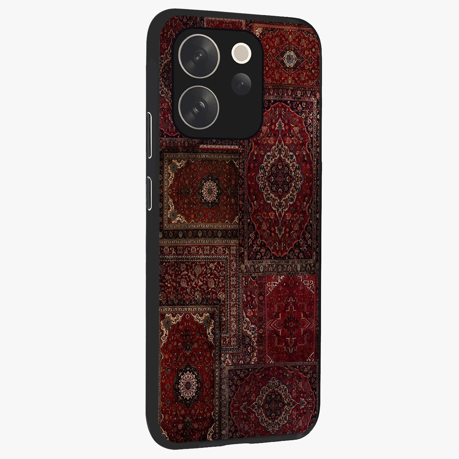 Persian Velvet Tale Glass Case upright view showcasing elegant Persian artwork with classic heritage theme.