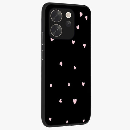 Pink Love Drops Glass Case upright view showcasing charming heart drop artwork with romantic playful theme.