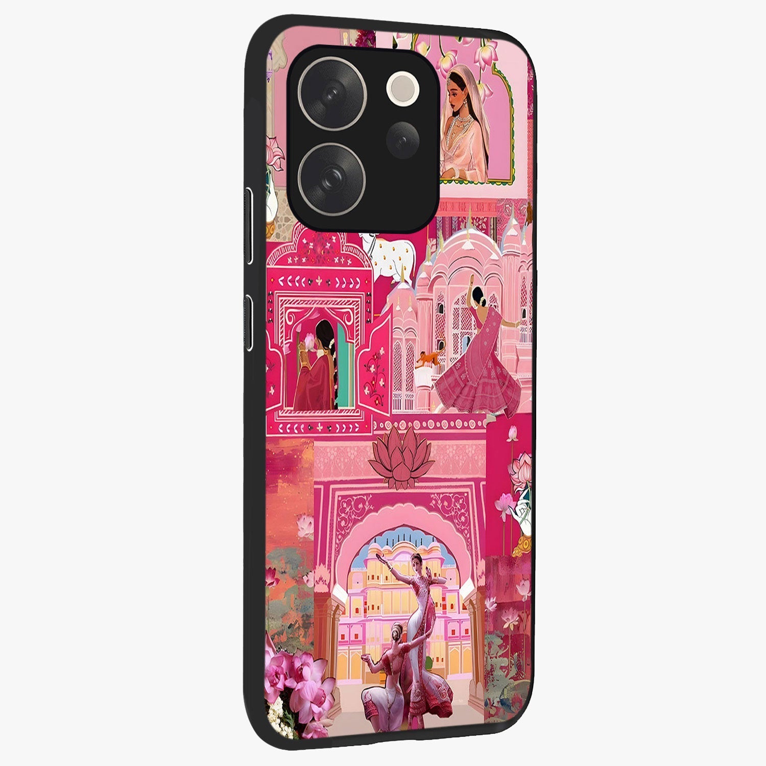 Pink Palace Muse Glass Case upright view showcasing artistic palace artwork with graceful royal theme.