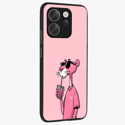 Pink Panther Glass Case upright view showcasing fun animated artwork with stylish retro cartoon theme.