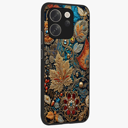 Royal Jewel Garden Glass Case upright view showcasing rich floral artwork with luxurious garden theme.