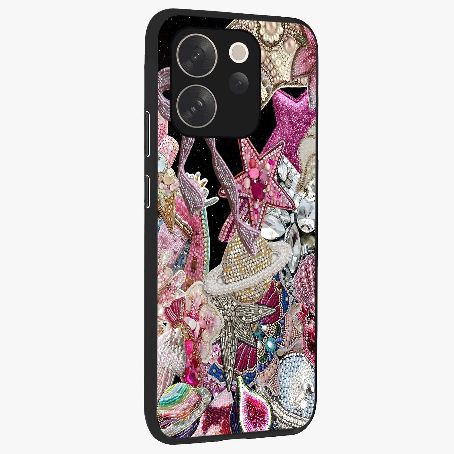 Starlit Jewel Dream Glass Case upright view showcasing radiant star inspired artwork with magical night theme.