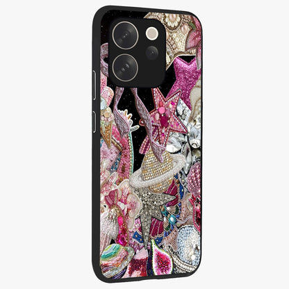 Starlit Jewel Dream Glass Case upright view showcasing radiant star inspired artwork with magical night theme.
