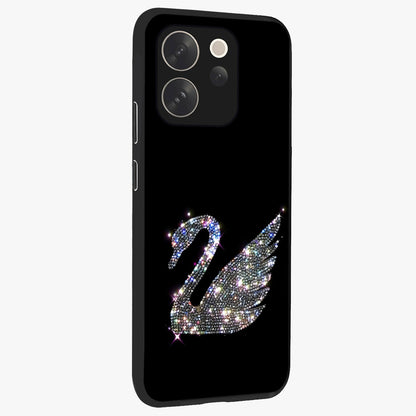 Starlit Swan Grace Glass Case upright view showcasing beautiful swan artwork with peaceful night themed design.