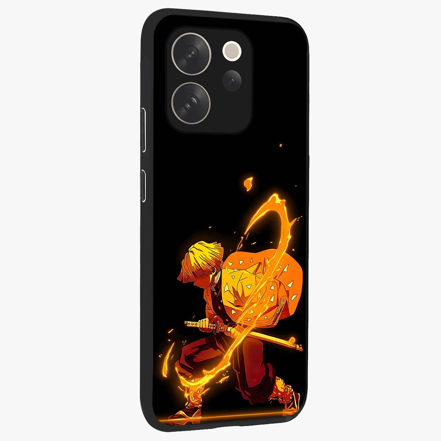 Thunder Flame Execution Glass Case upright view showcasing explosive flame artwork with dynamic action theme.