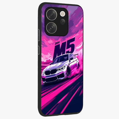 Velocity Drift Pulse Glass Case upright view showcasing powerful racing artwork with energetic motorsport theme.