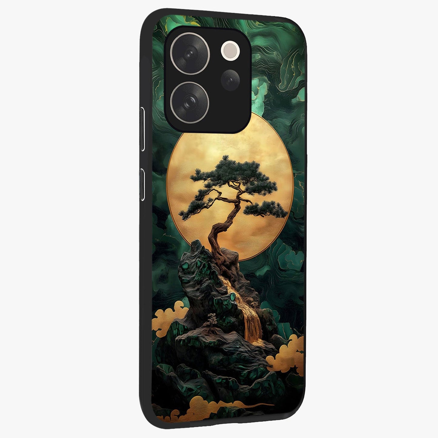 Zen Moon Rise Glass Case upright view showcasing serene moon artwork with tranquil night theme.