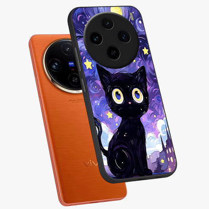 Abstract Cat Art Glass Case displayed in angled mockup highlighting modern abstract cat artwork and sleek glass surface.