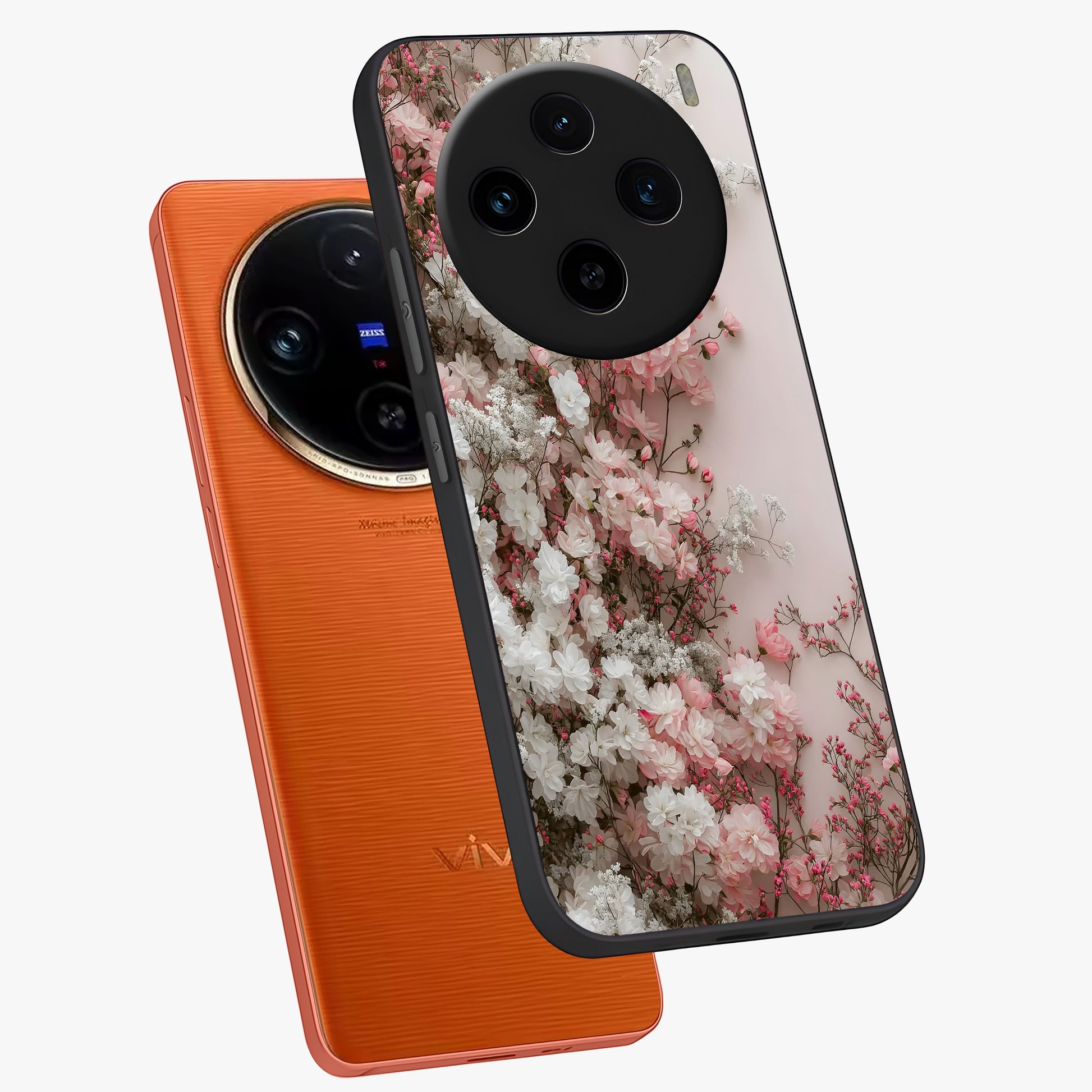 Blush Blossom Cloud Glass Case displayed in angled mockup highlighting soft cloud and blossom design with pastel aesthetic.