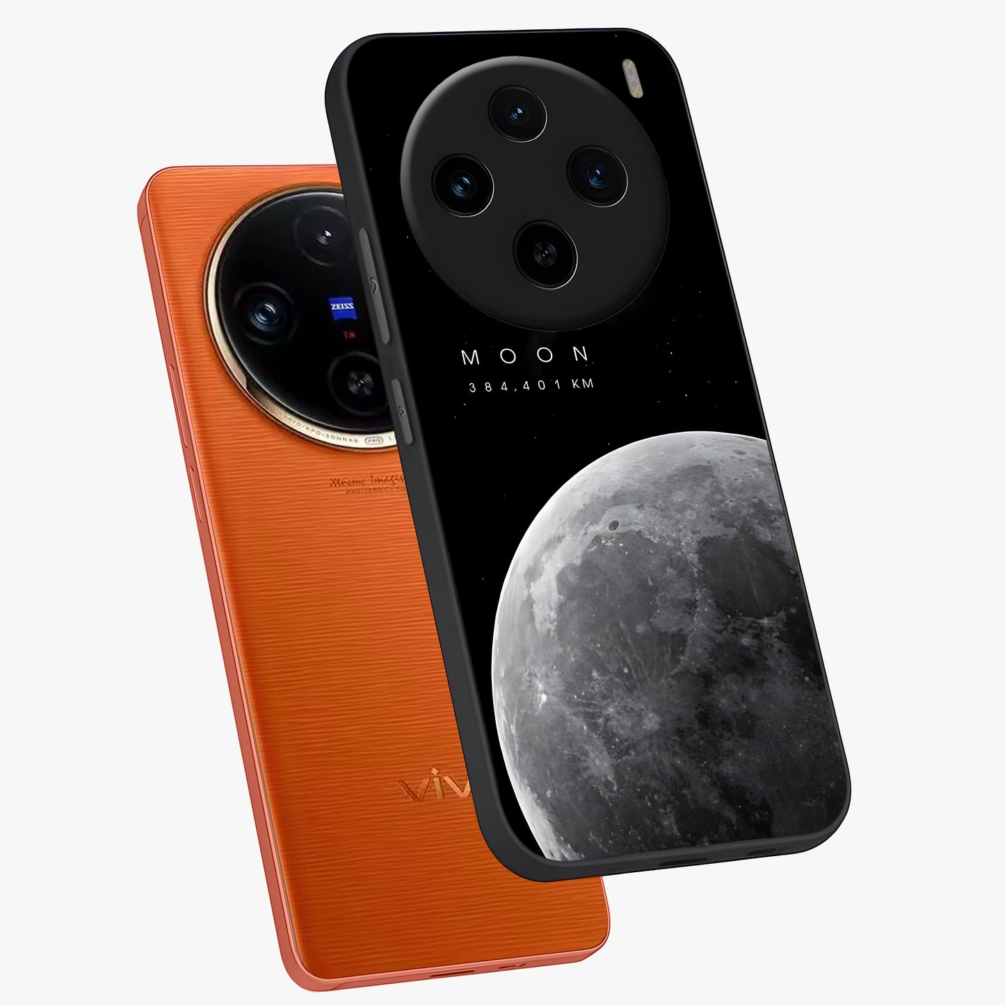 Cosmic Moon Glow Glass Case displayed in angled mockup highlighting celestial moon design with cosmic aesthetic theme.