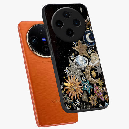 Cosmic Sparkle Dreams Glass Case displayed in angled mockup highlighting dreamy star sparkle design with celestial aesthetic.
