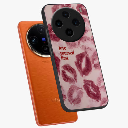 Crimson Kiss Love Glass Case displayed in angled mockup highlighting bold love inspired design with modern aesthetic style.