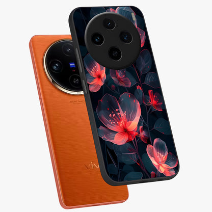 Dark Shade of Flower Glass Case displayed in angled mockup highlighting moody floral illustration with aesthetic dark tones.
