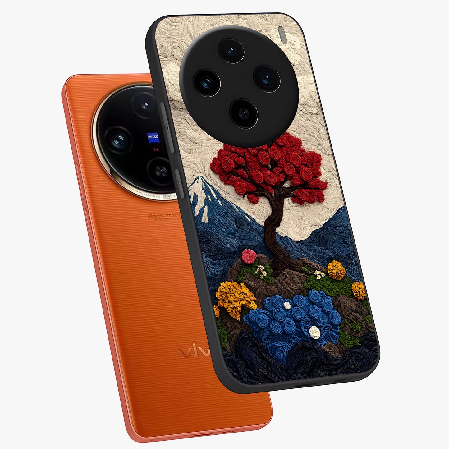 Eternal Nature Tapestry Glass Case displayed in angled mockup highlighting detailed botanical pattern with artistic aesthetic.