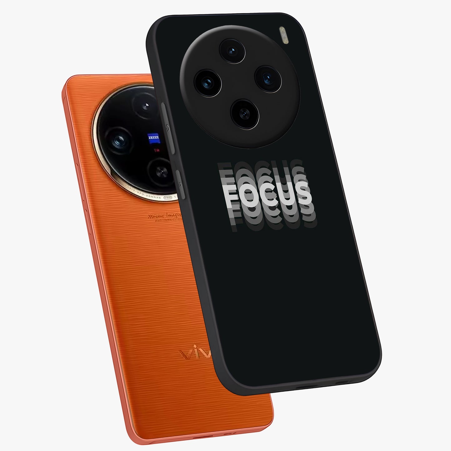Focus Mode On Glass Case displayed in angled mockup highlighting clean minimal text artwork with modern aesthetic style.