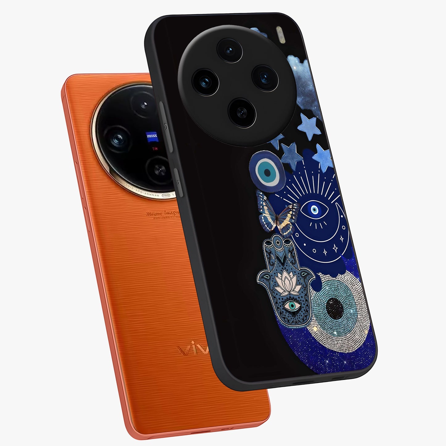 Galactic Charm Cluster Glass Case displayed in angled mockup highlighting luminous galaxy inspired design with dreamy aesthetic.