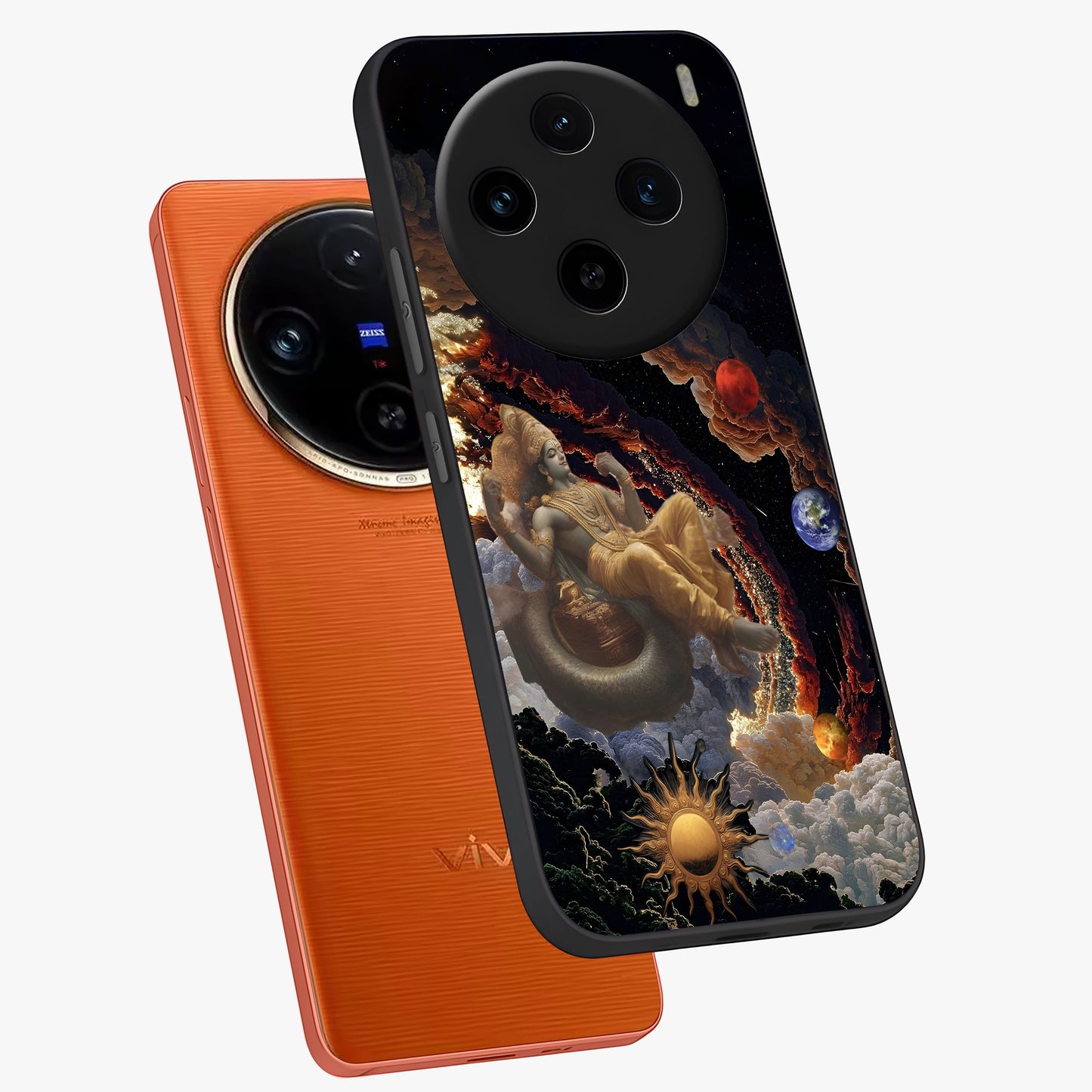 Galactic Divine God Glass Case displayed in angled mockup highlighting powerful celestial deity illustration with galactic aesthetic.