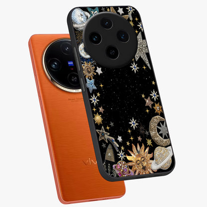 Galactic Jewel Stars Glass Case displayed in angled mockup highlighting shining celestial star design with cosmic aesthetic style.
