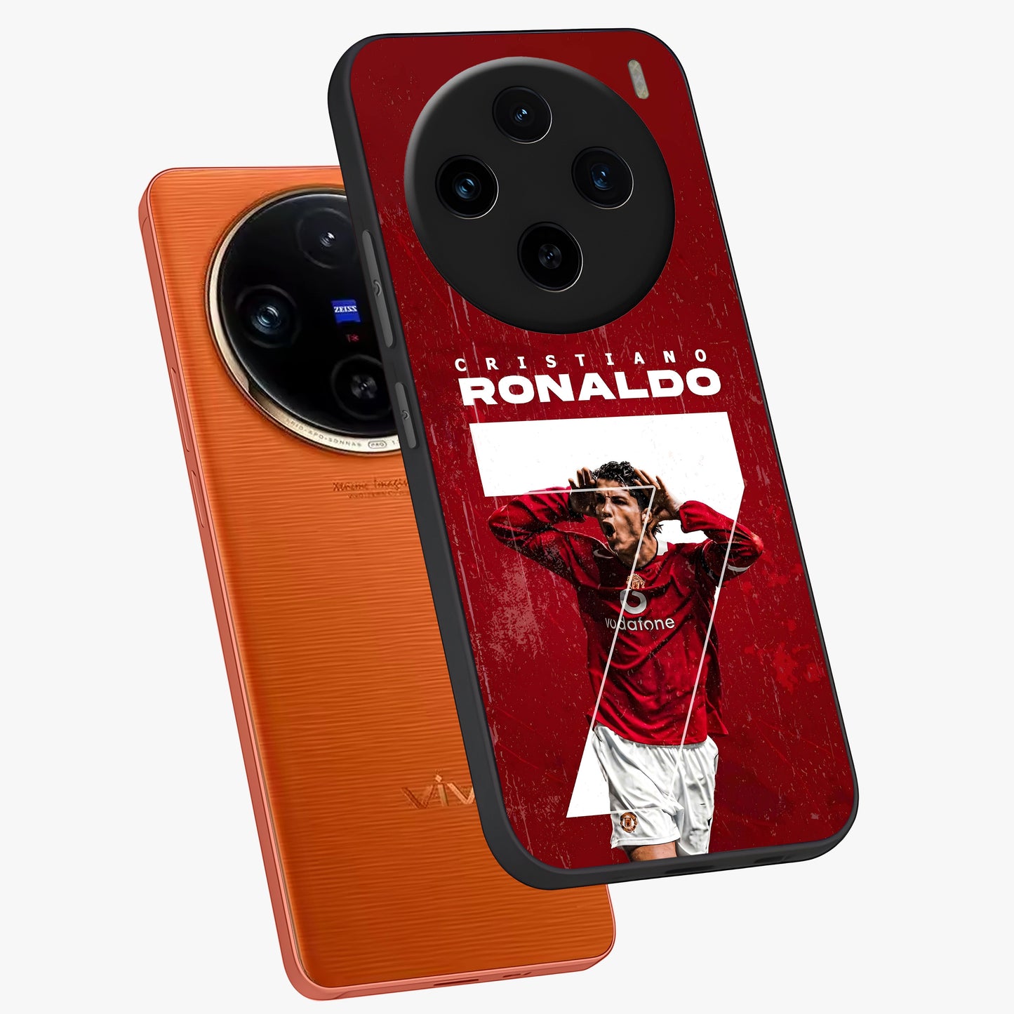Goal Celebration Legacy Glass Case displayed in angled mockup highlighting energetic sports celebration design with bold athletic theme.