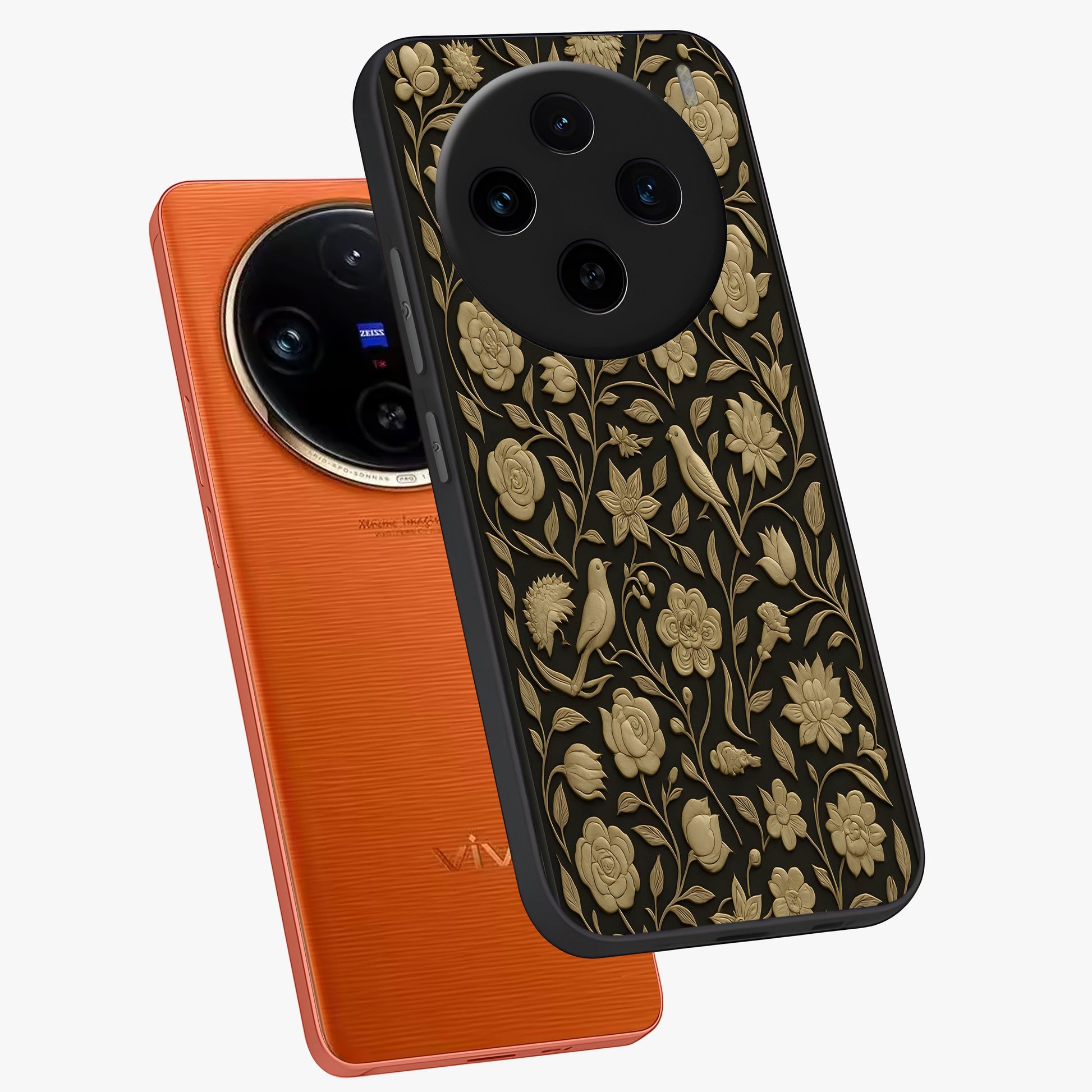 Golden Evil Eye Mandala Glass Case displayed in angled mockup highlighting protective evil eye symbol with golden mandala design.