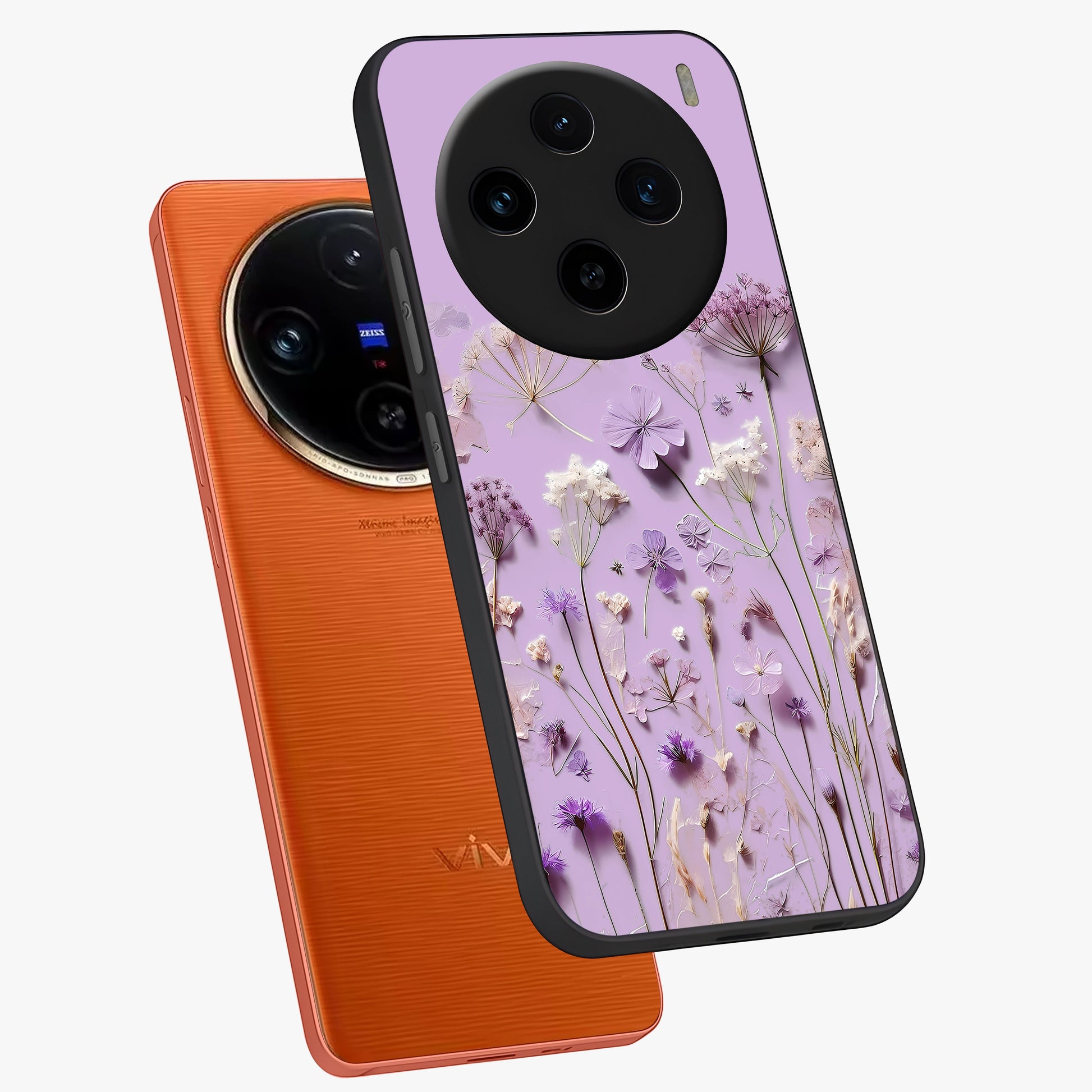 Lavender Blossom Dream Glass Case displayed in angled mockup highlighting dreamy lavender flower design with calming aesthetic style.