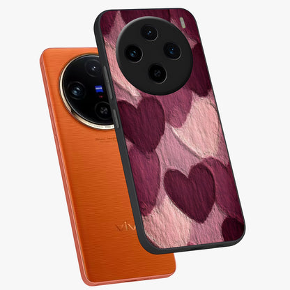 Layered Paper Hearts Glass Case displayed in angled mockup highlighting creative paper craft heart design with romantic aesthetic.