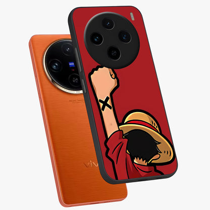Luffy X Spirit Glass Case displayed in angled mockup highlighting powerful anime design with energetic action aesthetic.
