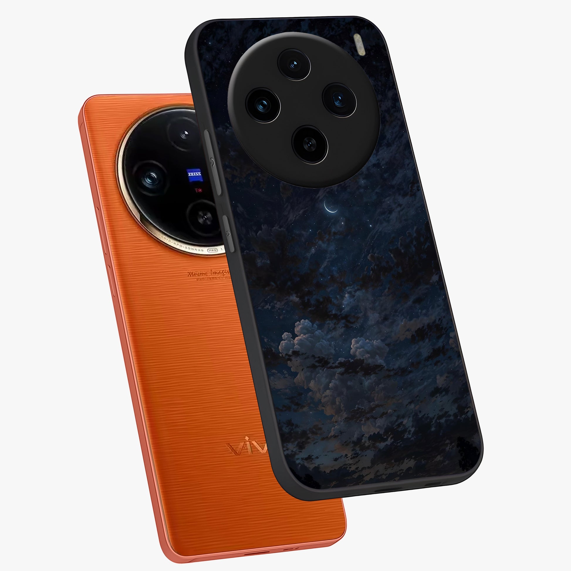 Lunar Veil Silence Glass Case displayed in angled mockup highlighting soft lunar design with peaceful celestial aesthetic.