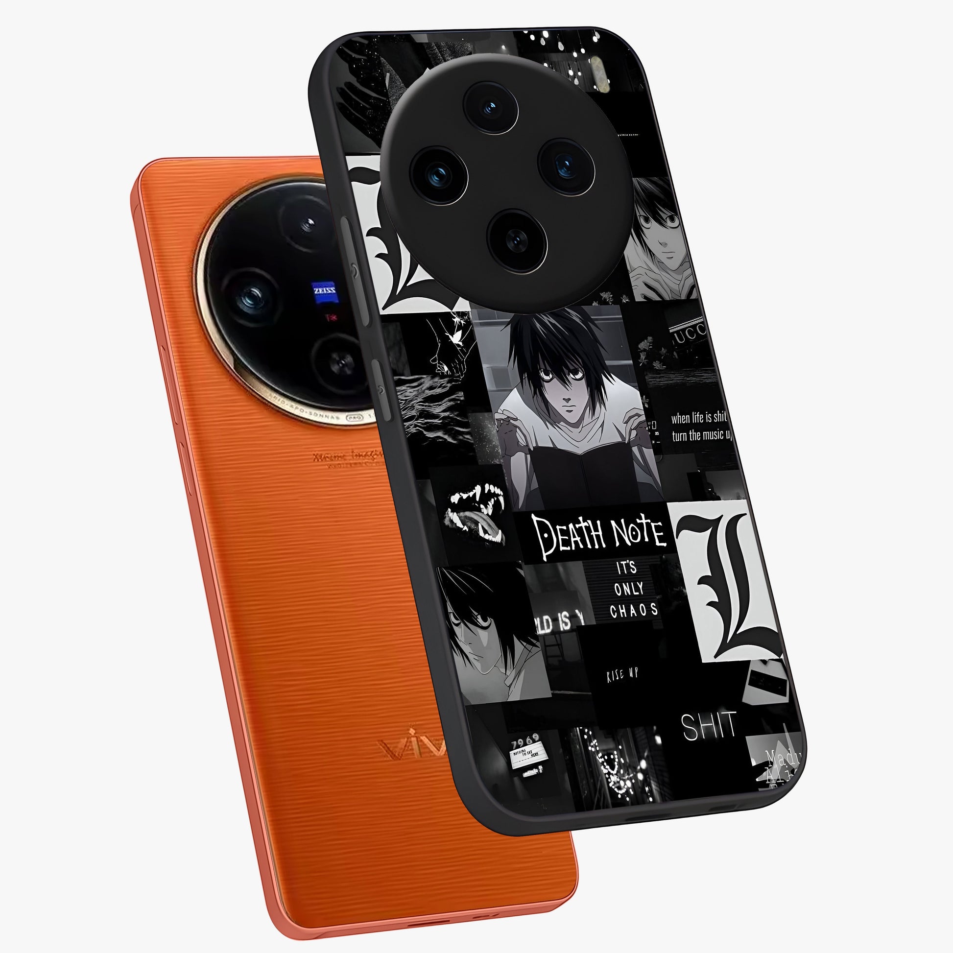 Midnight Chaos Mind Glass Case displayed in angled mockup highlighting chaotic artistic design with dramatic midnight aesthetic.