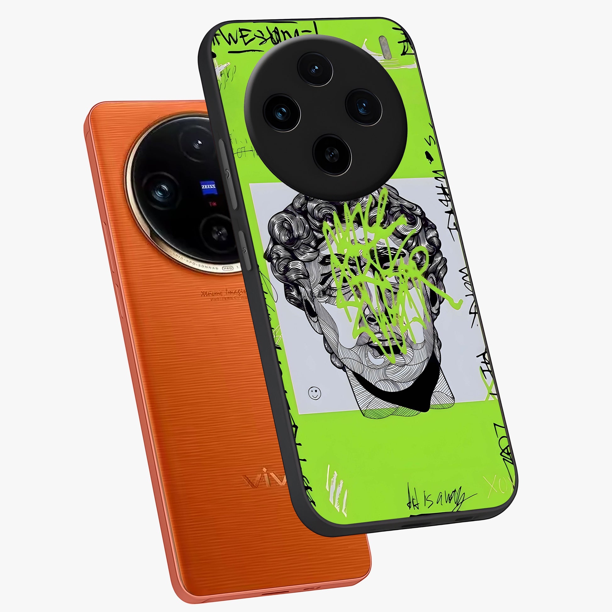 Neo Graffiti Rebellion Glass Case displayed in angled mockup highlighting urban street art design with rebellious aesthetic.