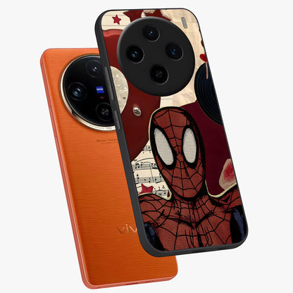 Web Warrior Vibes Glass Case displayed in angled mockup highlighting dynamic web design with comic style aesthetic.