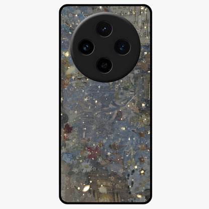 Aesthetic Astrolophia Glass Case showing flat back view with dreamy aesthetic design and glossy glass finish.